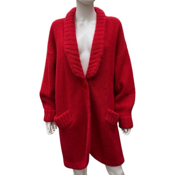 I.B. Diffusion VTG Cardigan Women’s One Size Knit Wool Blend in Red - Picture 1 of 5